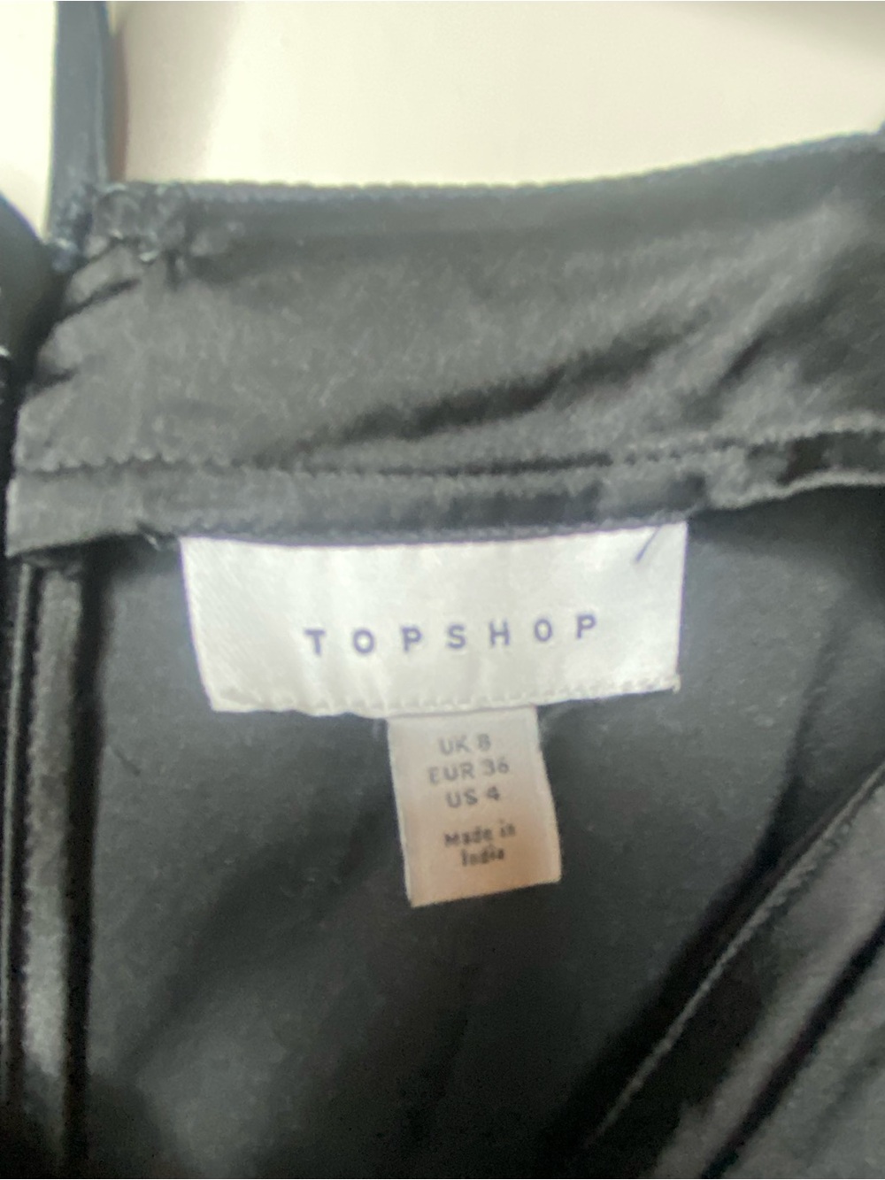 Topshop Black Satin Dress with Lace Floral Sleeves - Picture 4 of 7